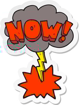 sticker of a cartoon now symbol with thundercloud vector