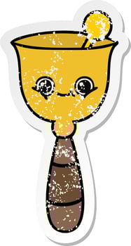distressed sticker of a cute cartoon school bell vector
