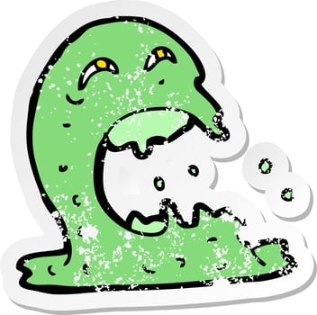 retro distressed sticker of a cartoon gross ghost vector