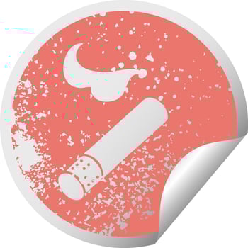 distressed circular peeling sticker symbol smoking cigarette vector