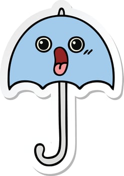 sticker of a cute cartoon umbrella vector
