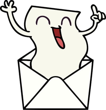 quirky hand drawn cartoon happy letter vector