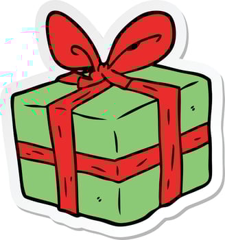 sticker of a cartoon wrapped gift vector