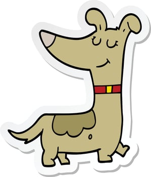 sticker of a cartoon dog vector