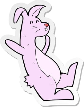 sticker of a cartoon pink bunny vector