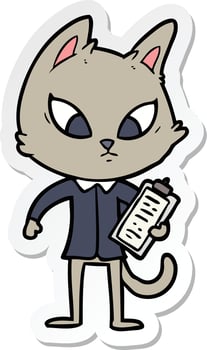 sticker of a confused cartoon business cat vector