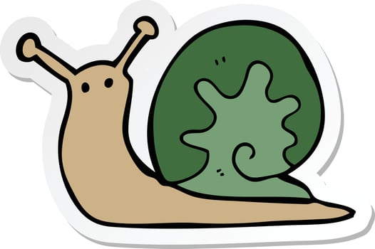 sticker of a cartoon snail vector