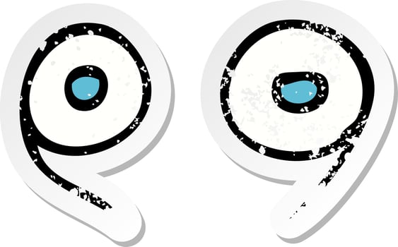 retro distressed sticker of a cartoon eyes vector