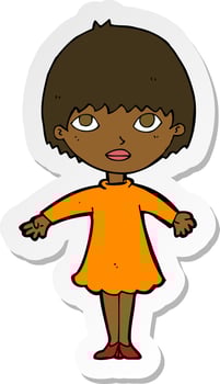 sticker of a cartoon woman in dress vector
