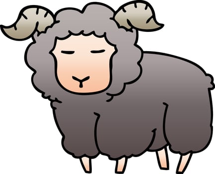 quirky gradient shaded cartoon ram vector