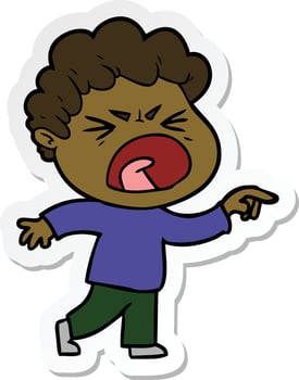 sticker of a cartoon furious man vector