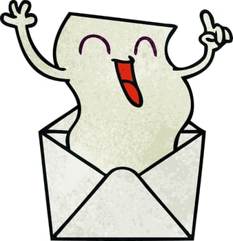 quirky hand drawn cartoon happy letter vector