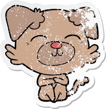 distressed sticker of a cartoon dog vector