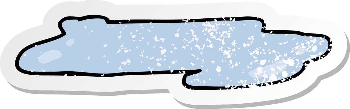 distressed sticker of a cartoon water puddle vector