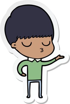 sticker of a cartoon calm boy vector