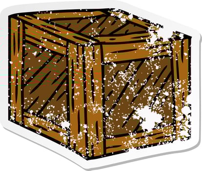 distressed sticker cartoon doodle of a wooden crate vector