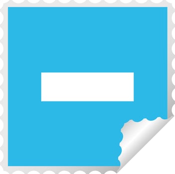 square peeling sticker cartoon minus symbol vector