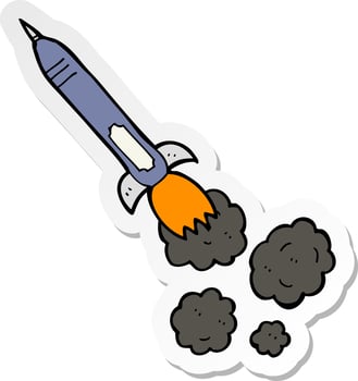 sticker of a cartoon missile vector