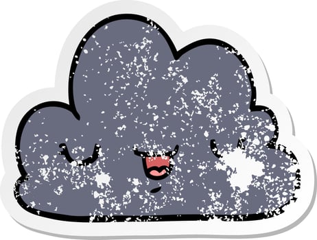 distressed sticker of a cute cartoon cloud vector