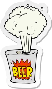 sticker of a cartoon beer can vector