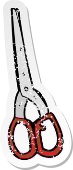 retro distressed sticker of a cartoon scissors vector