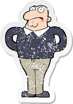 retro distressed sticker of a cartoon worried man vector