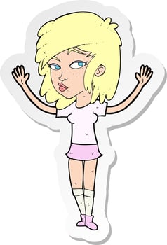 sticker of a cartoon pretty girl vector