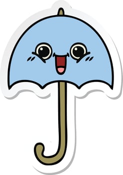 sticker of a cute cartoon umbrella vector