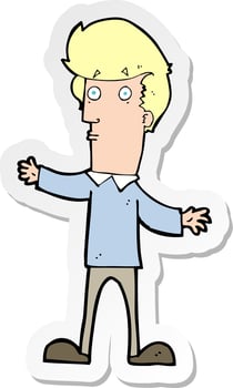 sticker of a cartoon startled man vector
