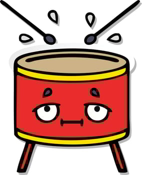 sticker of a cute cartoon drum vector
