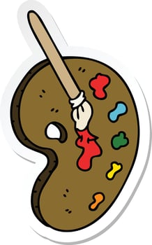 sticker of a quirky hand drawn cartoon art pallette vector