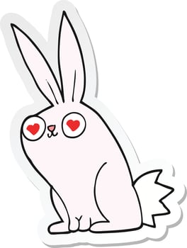 sticker of a cartoon bunny rabbit in love vector