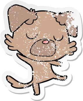 distressed sticker of a cartoon dog vector