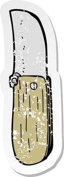 retro distressed sticker of a cartoon folding knife vector