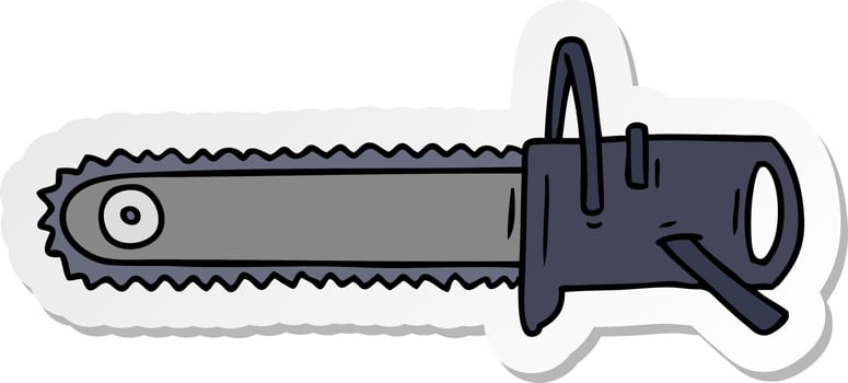 sticker cartoon doodle fo a chain saw vector