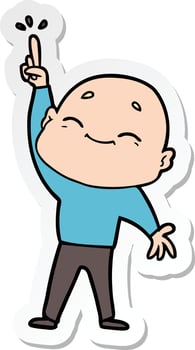 sticker of a cartoon bald man dancing vector