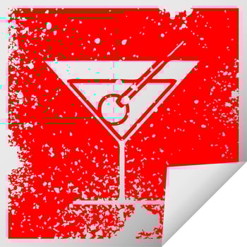 distressed square peeling sticker symbol fancy cocktail vector