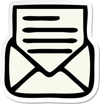 sticker of a cute cartoon letter and envelope vector