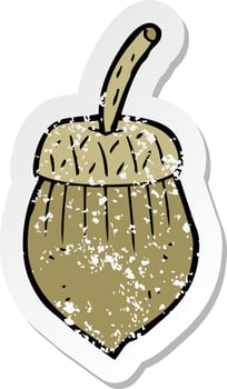 retro distressed sticker of a cartoon acorn vector