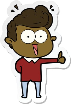 sticker of a cartoon staring man vector