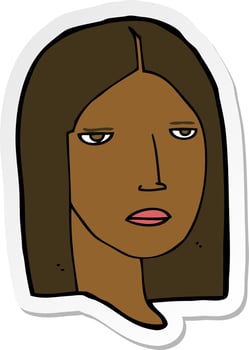sticker of a cartoon serious woman vector