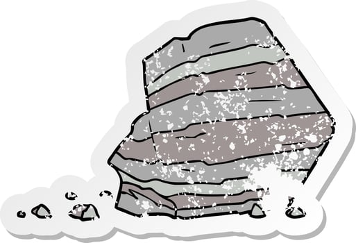 distressed sticker of a cartoon large rock vector