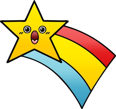 gradient shaded cartoon shooting rainbow star vector