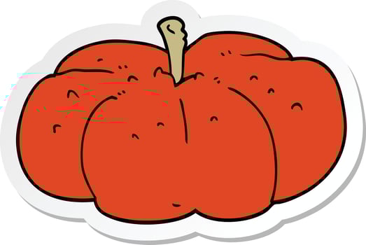 sticker of a cartoon pumpkin vector