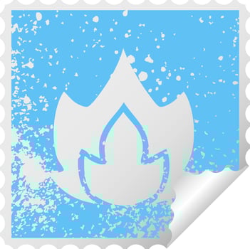 distressed square peeling sticker symbol fire vector