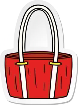 sticker cartoon doodle of a red big bag vector