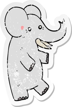 distressed sticker of a cartoon elephant vector
