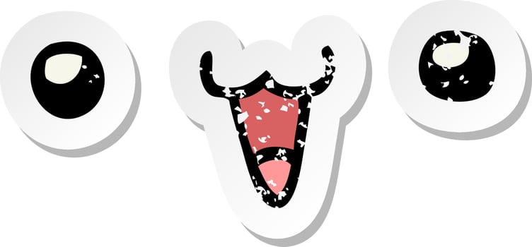 distressed sticker of a cute happy face cartoon vector