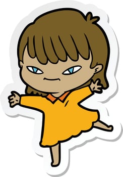 sticker of a cartoon woman vector