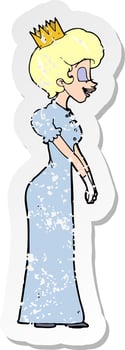 retro distressed sticker of a cartoon princess vector